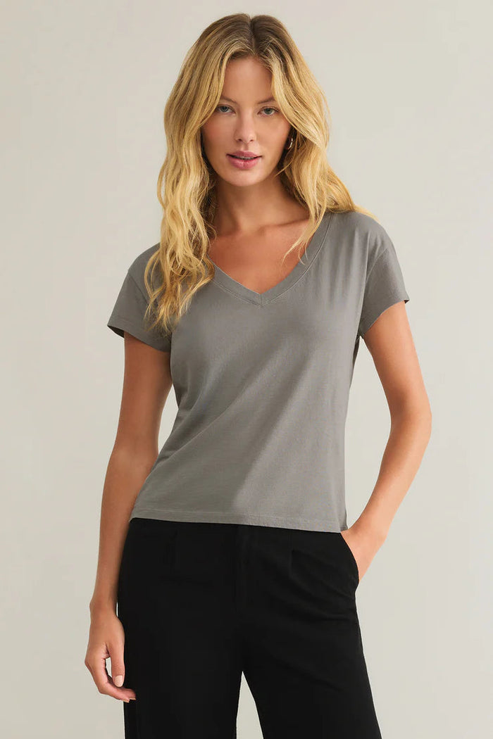 Modern V Neck Tee | Graphite Grey, Pink Salt, White