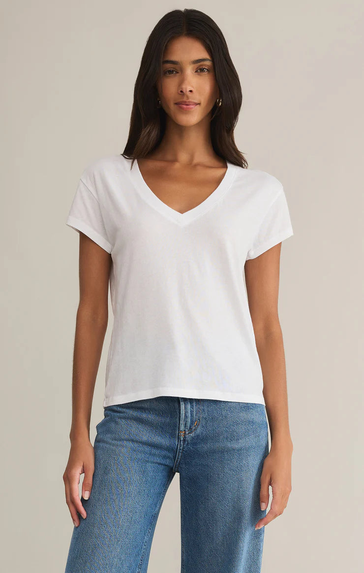Modern V Neck Tee | Graphite Grey, Pink Salt, White
