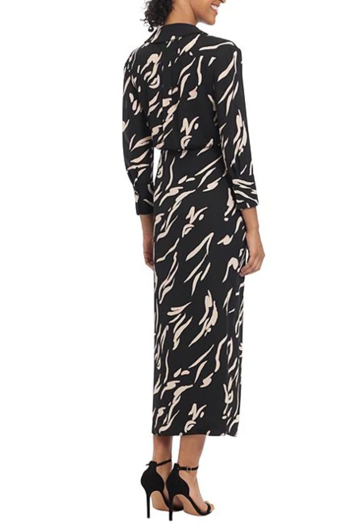 Long Sleeve Abstract Dress | Black/Blush