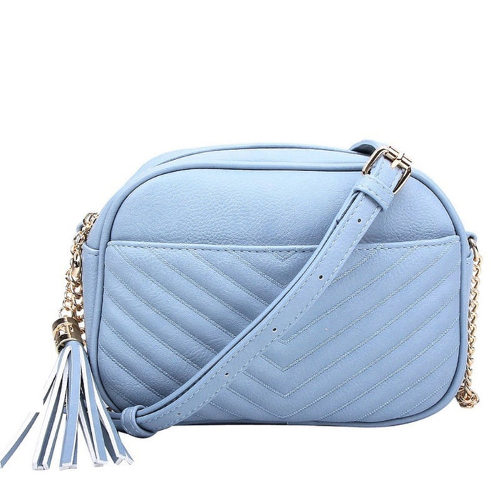 Veronica Douple Zippered V Pattern Stitch Bag