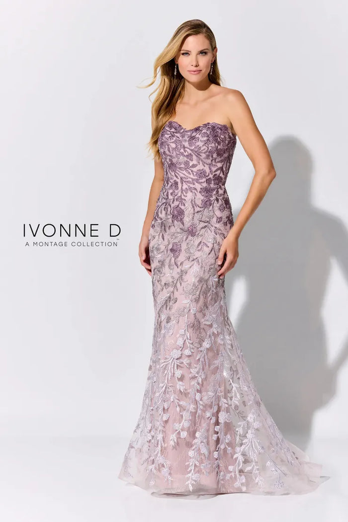 Ivonne D. 316 Strapless Lace Gown