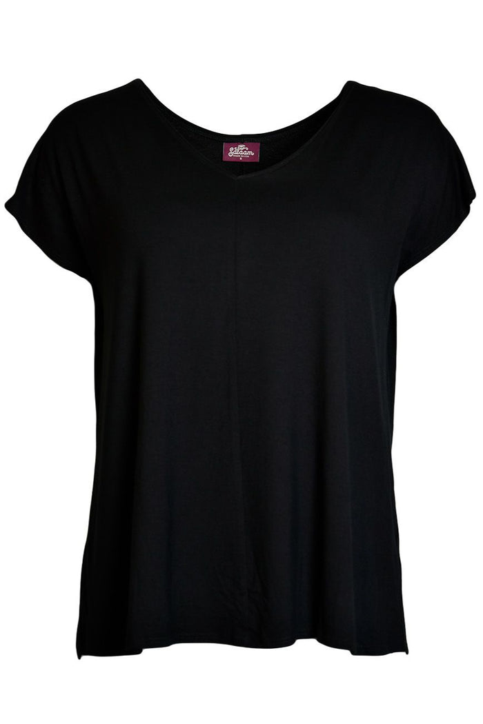 Bella V-Neck Top | Solid Black