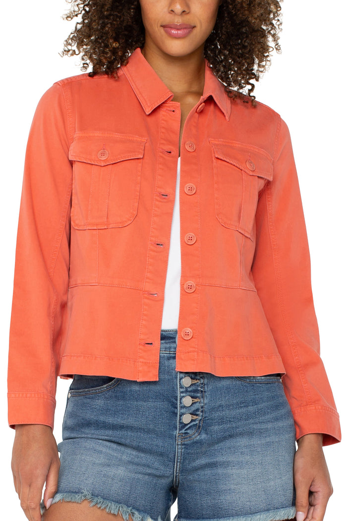 Peplum Hem Trucker Jacket | Papaya