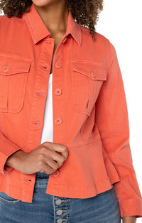 Peplum Hem Trucker Jacket | Papaya