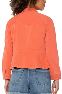 Peplum Hem Trucker Jacket | Papaya