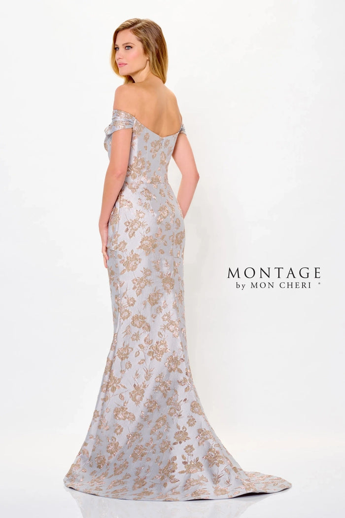 Mon Cheri Brocade with Cascade Gown | Misty Blue