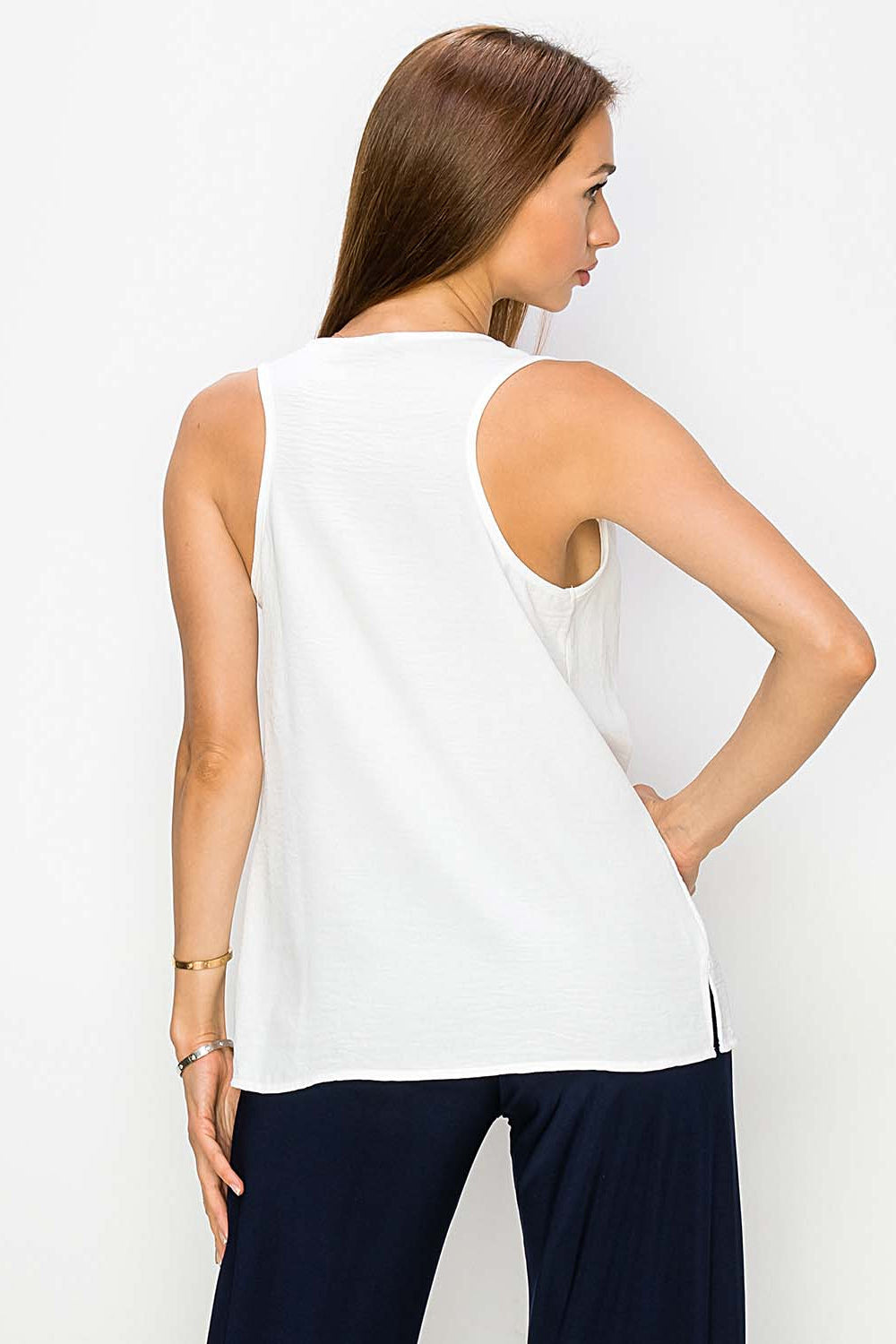 Last Tango Cowl Cami V-Neck Top | White, Berry