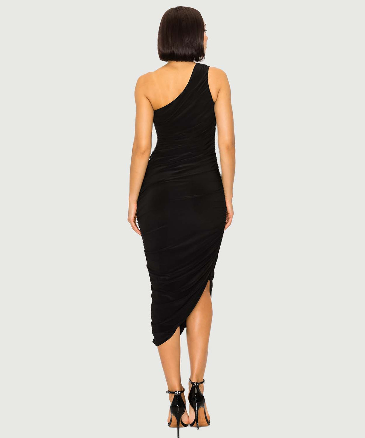 One Shoulder Ruched Bodycon Dress | Black, Burgundy