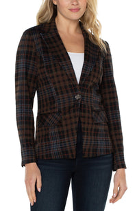 Notch Collar Blazer | Black/Brown Tartan