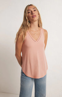 Vagabond Lace Trim Tank | Rose, White, Willow