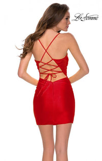 La Femme 29563 Cami Lace Up Back Short Gown