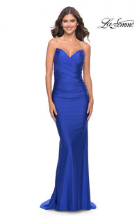 La Femme 31109 Rhinestone Surplice Godet