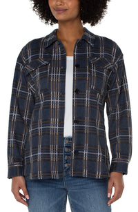 Belted Shirt Jacket | Blue Plaid