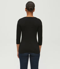 Dora 3/4 Sleeve Shine Tee | Black, Sweet Lilac