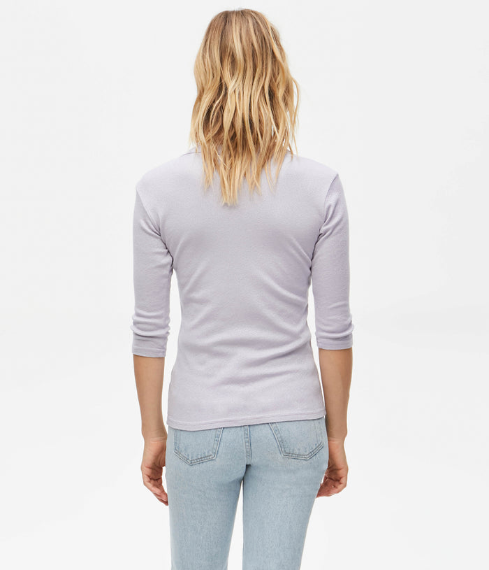 Dora 3/4 Sleeve Shine Tee | Black, Sweet Lilac
