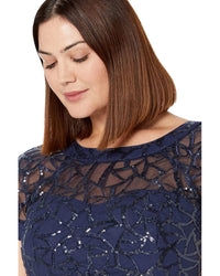 Flutter Sleeve Met/Sequin | Midnight Blue