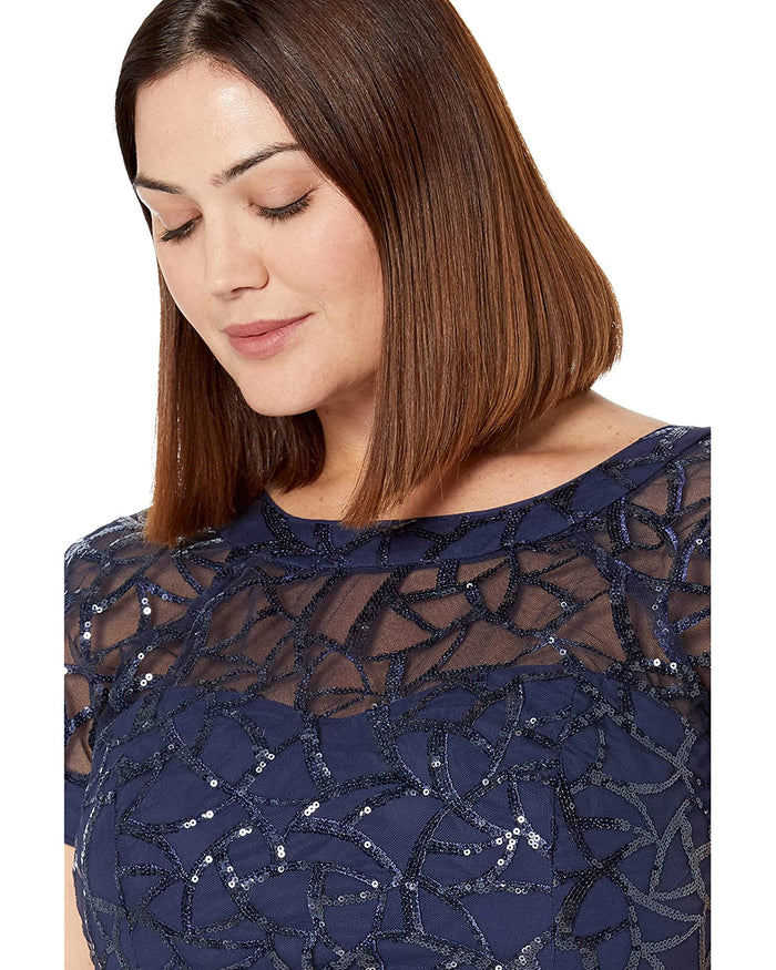 Flutter Sleeve Met/Sequin | Midnight Blue