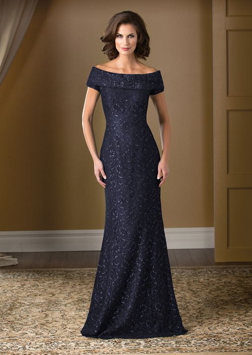 Lace Bodice Off-Shoulder Floor-Length Gown Jade