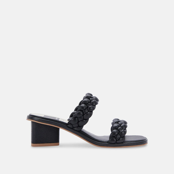 Puffed Braid Medium Heel Stack | Black