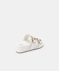 Platform Double Buckle Slide Sandal | White Stella