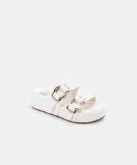 Platform Double Buckle Slide Sandal | White Stella