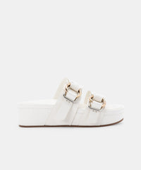 Platform Double Buckle Slide Sandal | White Stella