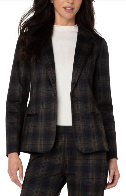 Plaid Fitted Blazer | Coffee Bean