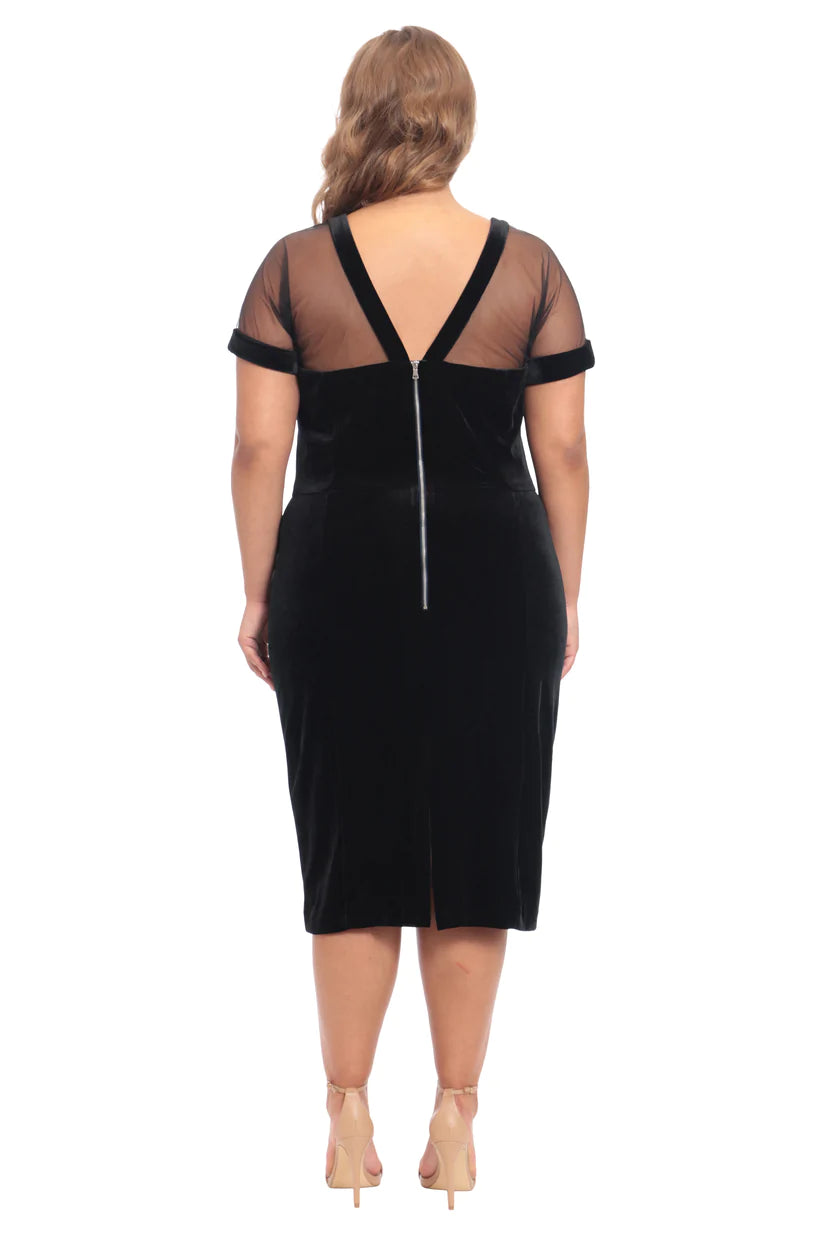 Short Velvet Illusion Dress | Black