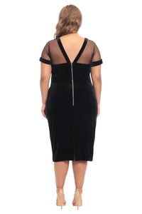 Short Velvet Illusion Dress | Black