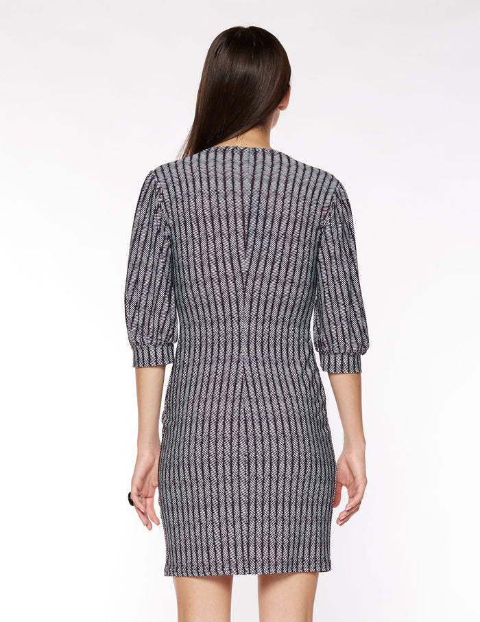 Long Sleeve V-Neck Dress | Black