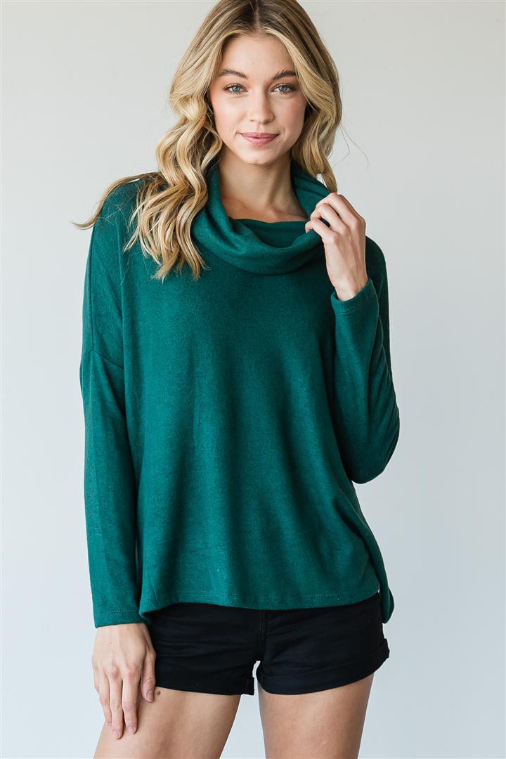 Emerald green on sale cowl neck sweater