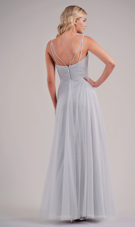 Lace Appliqu and Soft Tulle V Neck Bridesmaid Dress Available