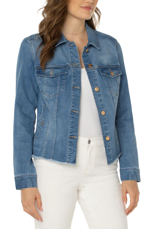 Classic Denim Jacket With Fray | Birch Bay