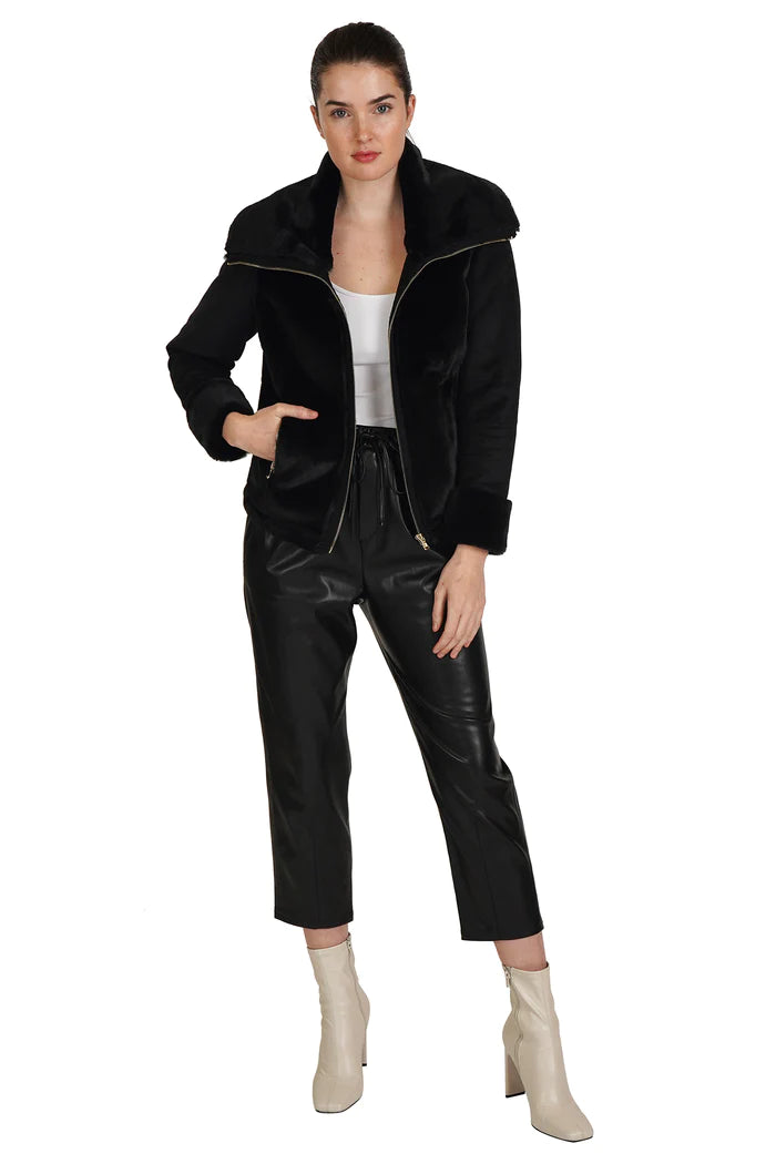 Faux Fur Zip Jacket | Black