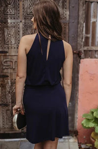 Ring Halter Dress | Navy