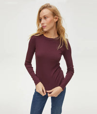 Long Sleeve Orion Cropped Tee | Auburn | Balsam | Chalk