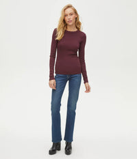 Long Sleeve Orion Cropped Tee | Auburn | Balsam | Chalk
