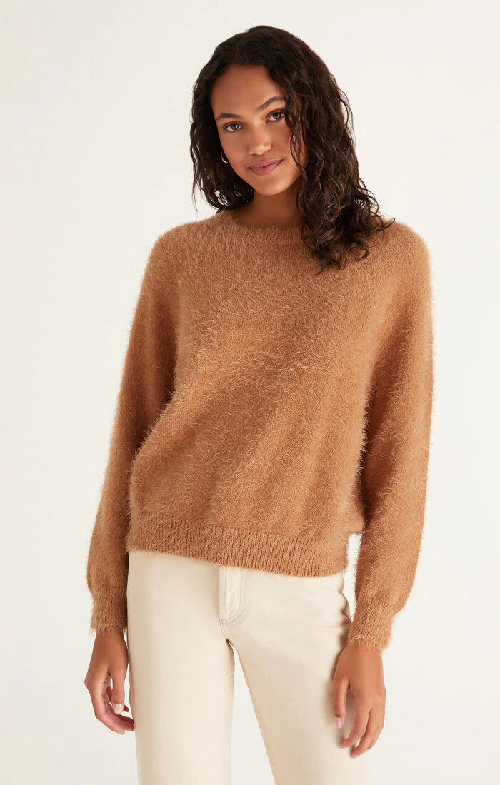 Alora Eyelash Sweater  Saddle – Harriman Clothing Co.