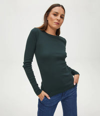 Long Sleeve Orion Cropped Tee | Auburn | Balsam | Chalk