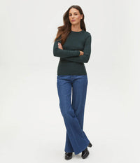 Long Sleeve Orion Cropped Tee | Auburn | Balsam | Chalk