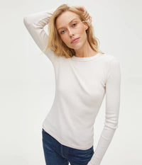 Long Sleeve Orion Cropped Tee | Auburn | Balsam | Chalk
