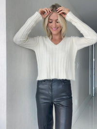 Ella Eyelash Sweater in Ivory