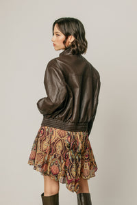 Oversized Faux Bomber Jacket | Deep Brown