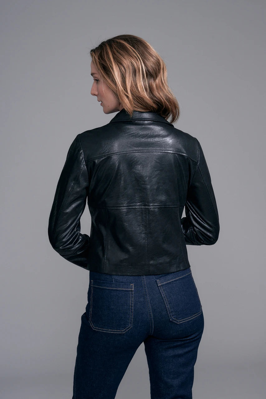 Crop Zip Faux Leather Jacket | Warm Taupe, Black
