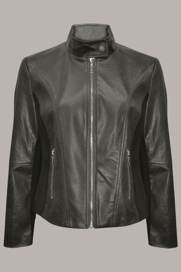 Faux Leather Scuba Jacket | Black