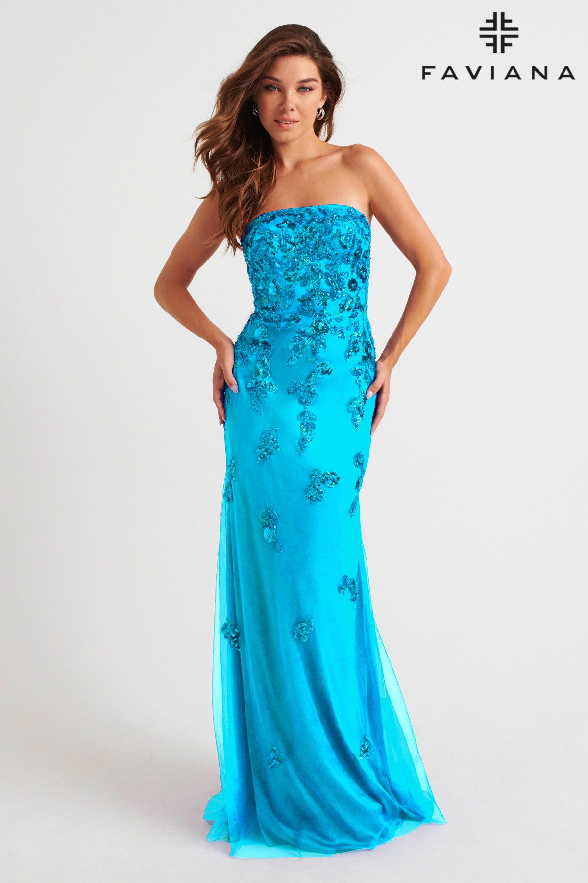 Faviana 11004 Strapless Beaded Tulle Gown with Lace-Up Back Harriman Clothing Co. Faviana 11004 Strapless Beaded Tulle Gown with Lace-Up Back Harriman Clothing Co.