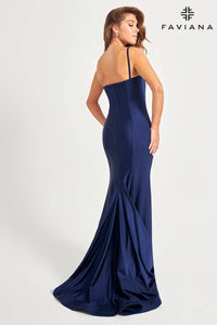 Faviana 11071 One Shoulder Gown with Slit