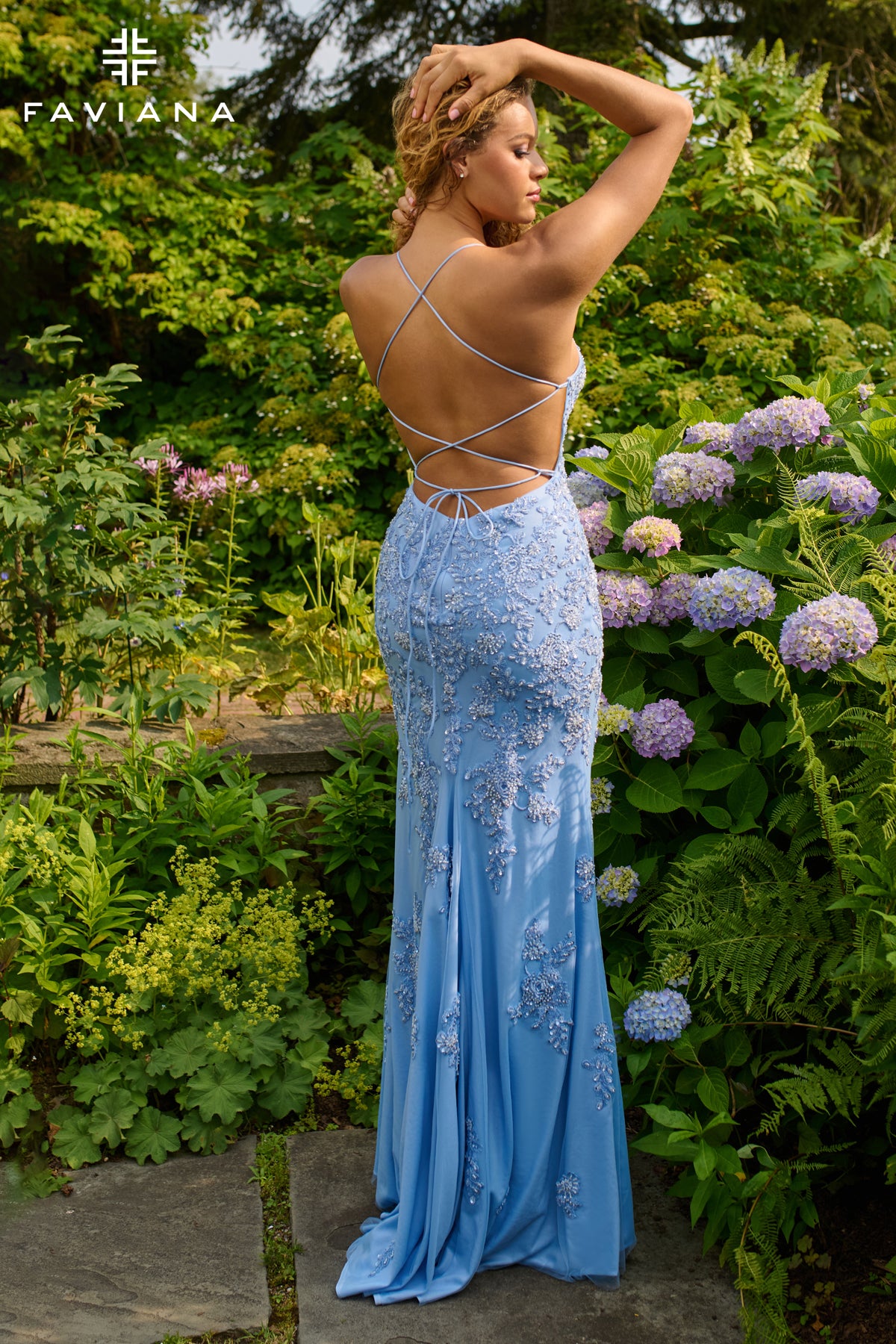 Faviana 11440 Beaded Scoop Neck Tulle Gown