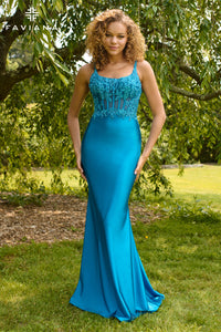 Faviana 11467 Beaded Satin Tank Gown