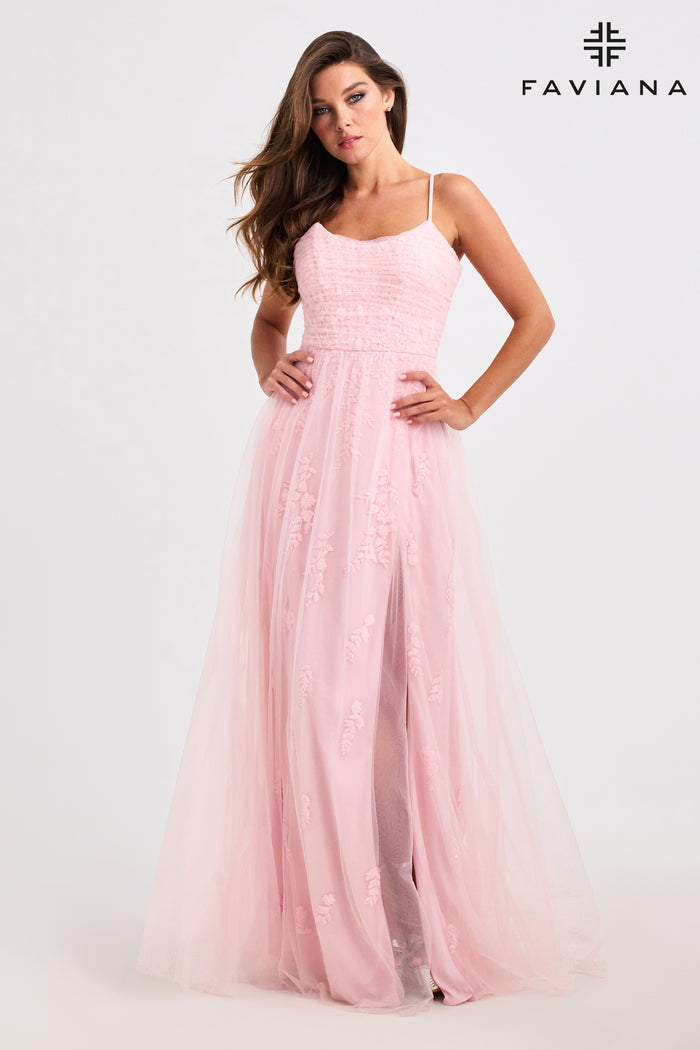 Faviana 11471 Cami Neckline Tulle Ball Gown